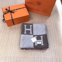 Replica Hermes Taupe and Gray Avalon H Wool Cashmere Blanket