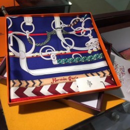 Replica Hermes Navy Chain Border 90cm Silk Scarf