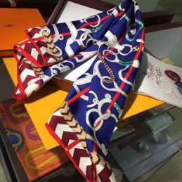 Replica Hermes Navy Chain Border 90cm Silk Scarf