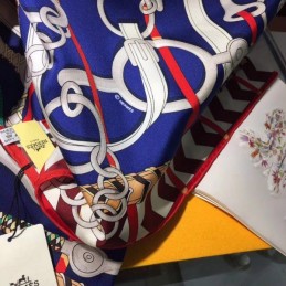 Replica Hermes Navy Chain Border 90cm Silk Scarf