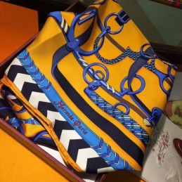 Replica Hermes Yellow Chain Border 90cm Silk Scarf