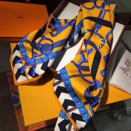 Replica Hermes Yellow Chain Border 90cm Silk Scarf