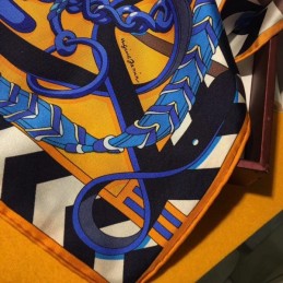 Replica Hermes Yellow Chain Border 90cm Silk Scarf