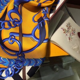 Replica Hermes Yellow Chain Border 90cm Silk Scarf