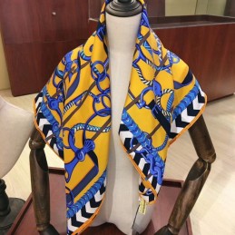 Replica Hermes Yellow Chain Border 90cm Silk Scarf