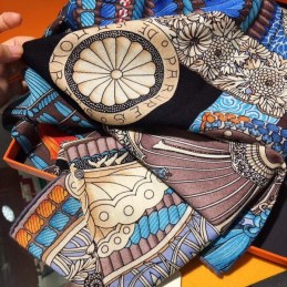 Replica Hermes Black Tassel Print 90cm Silk Scarf