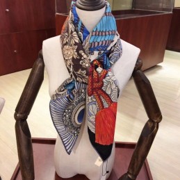 Replica Hermes Black Tassel Print 90cm Silk Scarf