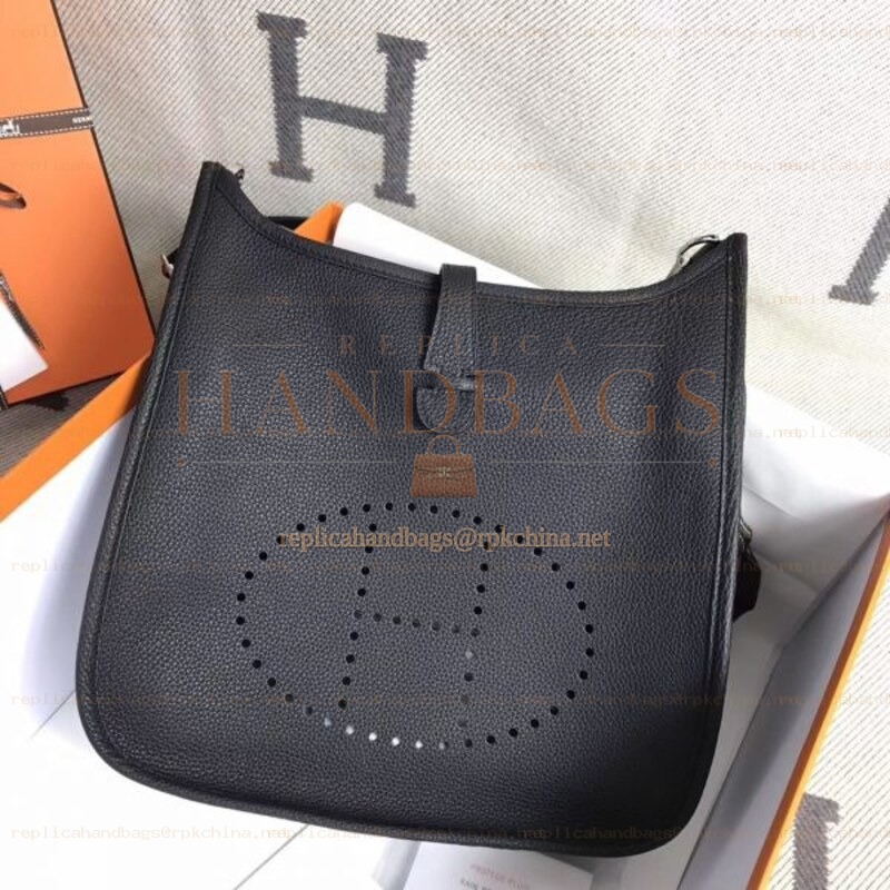 Replica Hermes Black Evelyne 29 Crossbody Bag