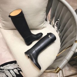 Replica Hermes Black Knee High Riding Boot