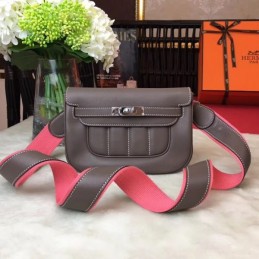 Replica Hermes Gray Pink Strap Berline Mini 21 Bag