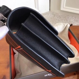 Replica Hermes Black Orange Plaid Constance Mini 18 Bag