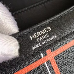 Replica Hermes Black Orange Plaid Constance Mini 18 Bag
