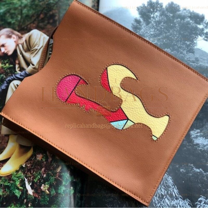Replica Hermes Tan Horse Patch Omenitou Clutch Bag