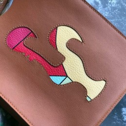 Replica Hermes Tan Horse Patch Omenitou Clutch Bag
