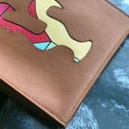Replica Hermes Tan Horse Patch Omenitou Clutch Bag