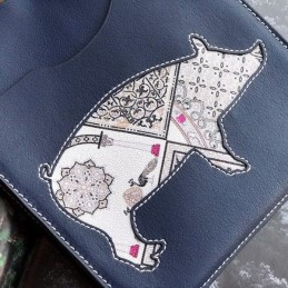 Replica Hermes Navy Horse Patch Omenitou Clutch Bag
