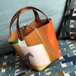 Replica Hermes Orange Multicolor Picotin Lock 22 Bag