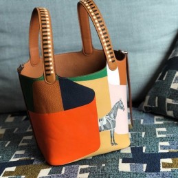 Replica Hermes Orange Multicolor Picotin Lock 22 Bag