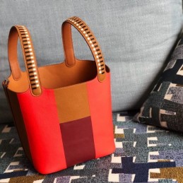 Replica Hermes Tan Blue Colorblock Picotin Lock 22 Bag