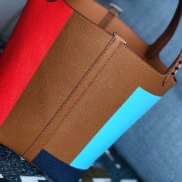Replica Hermes Tan Blue Colorblock Picotin Lock 22 Bag