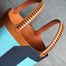 Replica Hermes Tan Blue Colorblock Picotin Lock 22 Bag