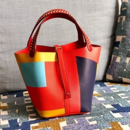 Replica Hermes Red Multicolor Colorblock Picotin Lock 22 Bag