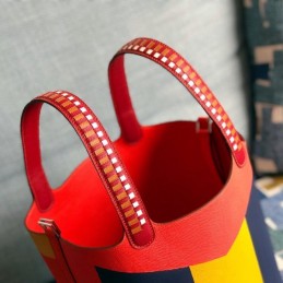 Replica Hermes Red Multicolor Colorblock Picotin Lock 22 Bag