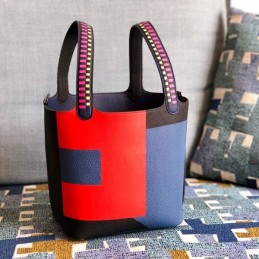 Replica Hermes Black Blue Colorblock Picotin Lock 22 Bag