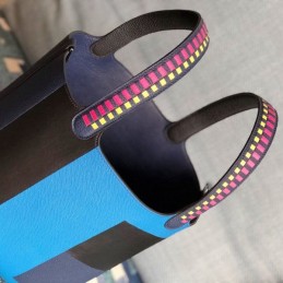 Replica Hermes Black Blue Colorblock Picotin Lock 22 Bag