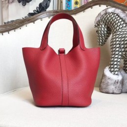 Replica Hermes Red Picotin Lock 22 Detailed Leather Bag