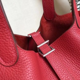 Replica Hermes Red Picotin Lock 22 Detailed Leather Bag