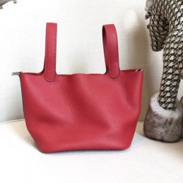 Replica Hermes Red Picotin Lock 22 Detailed Leather Bag