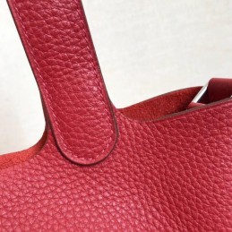 Replica Hermes Red Picotin Lock 22 Detailed Leather Bag