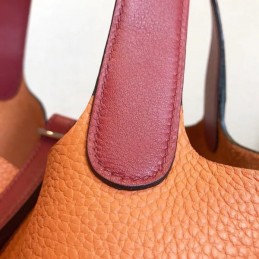 Replica Hermes Orange Burgundy Colorblock Picotin Lock 22 Bag