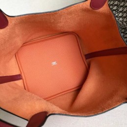 Replica Hermes Orange Burgundy Colorblock Picotin Lock 22 Bag