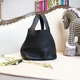 Replica Hermes Black Picotin Lock 22 Detailed Leather Bag