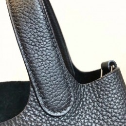 Replica Hermes Black Picotin Lock 22 Detailed Leather Bag