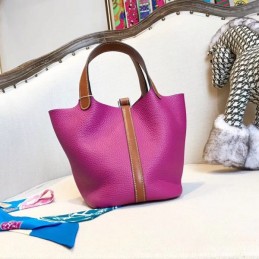 Replica Hermes Pink Picotin Lock 22 Contrast Trim Bag