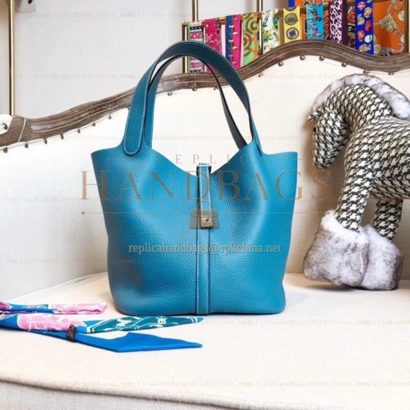Replica Hermes Turquoise Picotin Lock 22 Bag