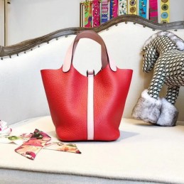 Replica Hermes Red White Picotin Lock 22 Bag