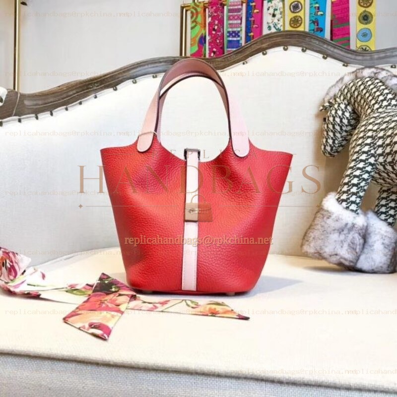 Replica Hermes Red White Picotin Lock 22 Bag