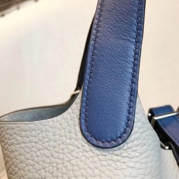 Replica Hermes Light Blue Picotin Lock 22 Blue Handle Bag