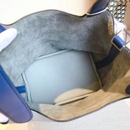 Replica Hermes Light Blue Picotin Lock 22 Blue Handle Bag