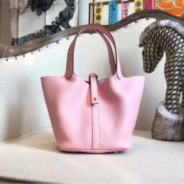 Replica Hermes Pink Picotin Lock 22 Detailed Leather Bag