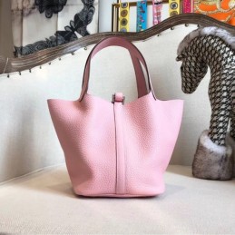 Replica Hermes Pink Picotin Lock 22 Detailed Leather Bag