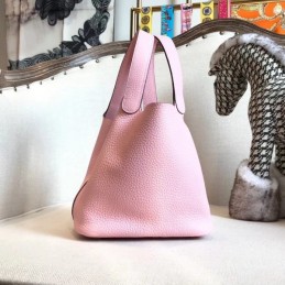 Replica Hermes Pink Picotin Lock 22 Detailed Leather Bag