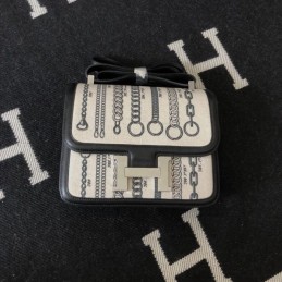 Replica Hermes Black White Print Constance 24 Bag
