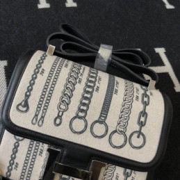 Replica Hermes Black White Print Constance 24 Bag