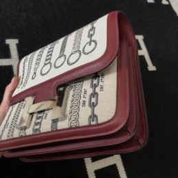 Replica Hermes Burgundy Print Constance 24 Bag
