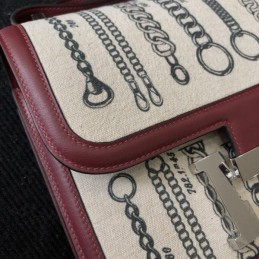 Replica Hermes Burgundy Print Constance 24 Bag